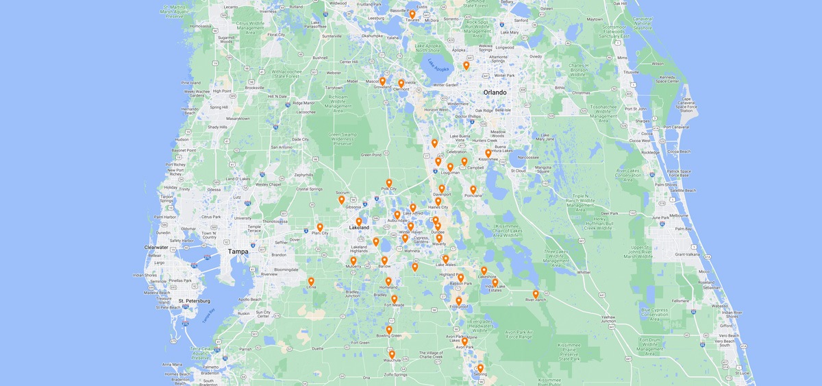 Map of service area in Central Florida